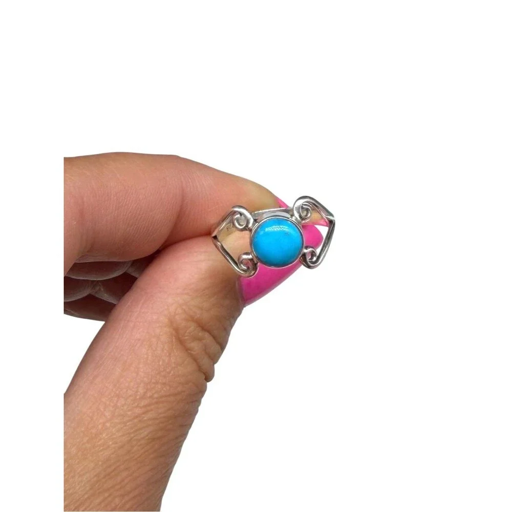Sleeping Beauty Turquoise Ring Size 7.5 Solid 925 Sterling Silver